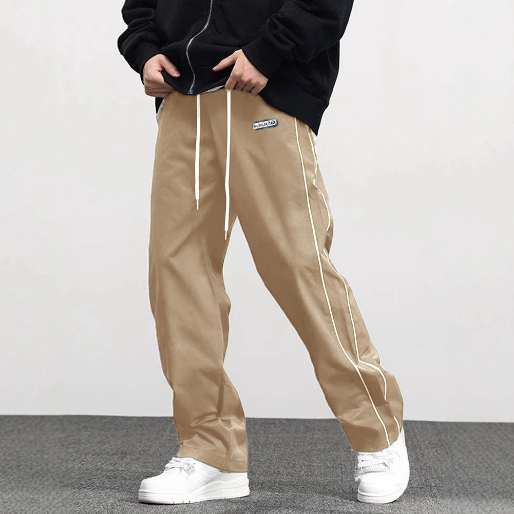 Solid Color Trousers with Drawstring for Men Suitable for Various Occasions