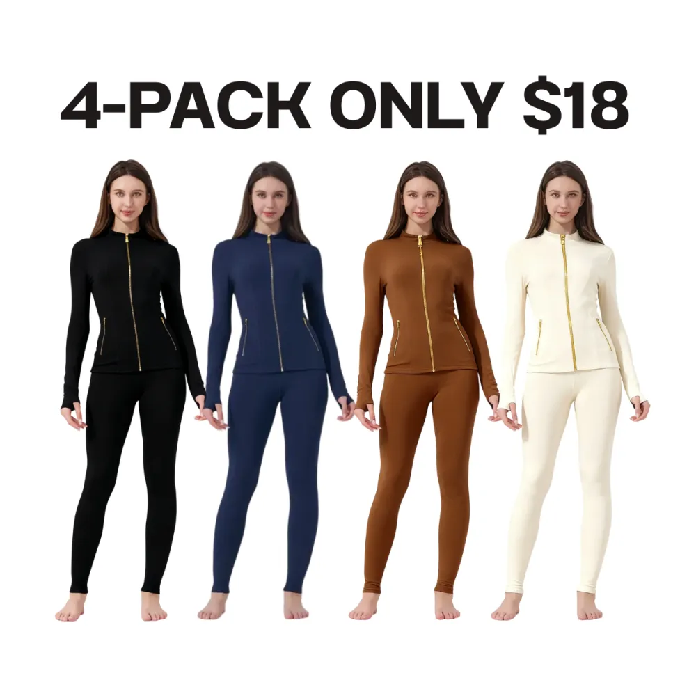 Women's Jacket & Yoga Pants Set with Thumbholes