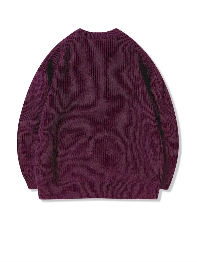 Men's Solid Drop Shoulder Cable Knit Sweater