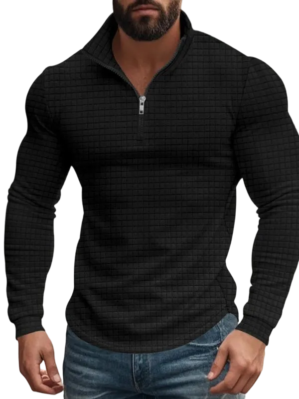 Men's Regular Fit Plain Half Zip Up Sweatshirt