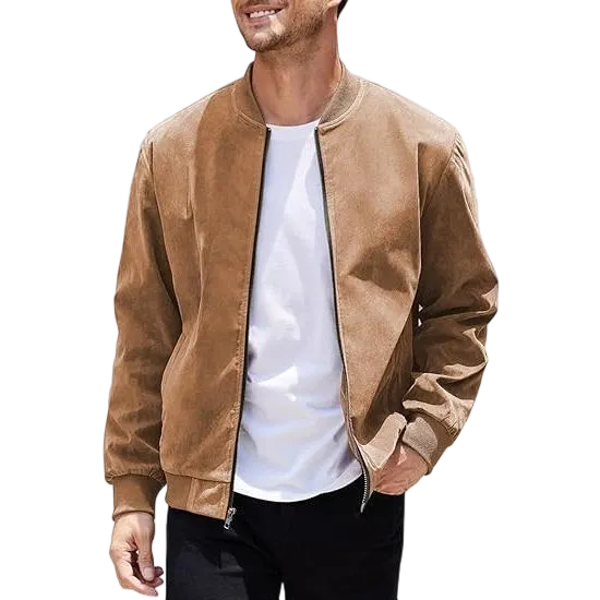 Men's Suede-Trimmed Stretch Jacket