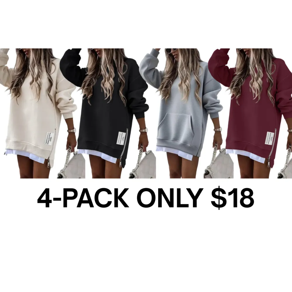 Women’s Zipper Slit Sweatshirt Dress