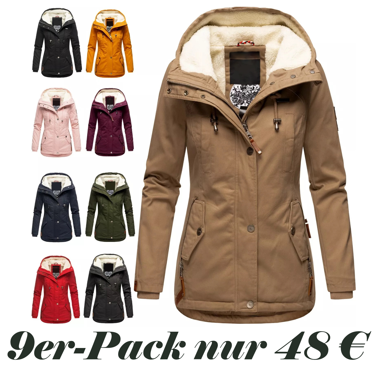 Damen Teddyfell gefüttert Winterjacke