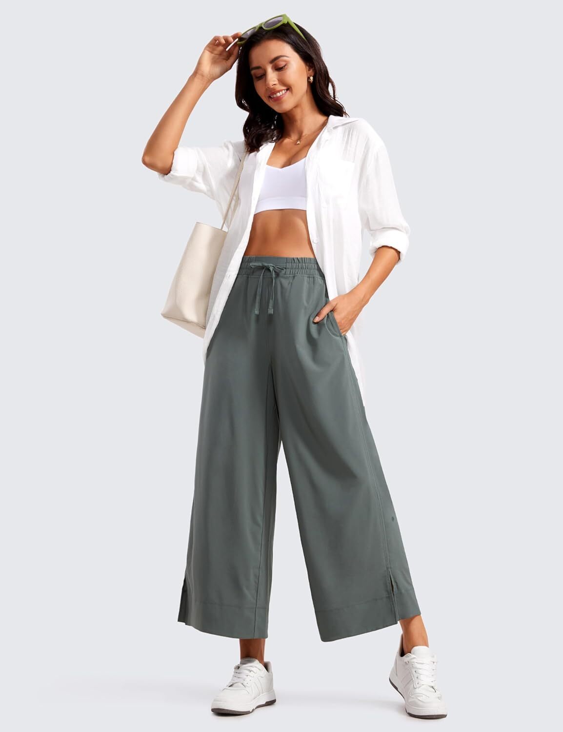 Lightweight Wide Leg Cropped Pants for Women 25