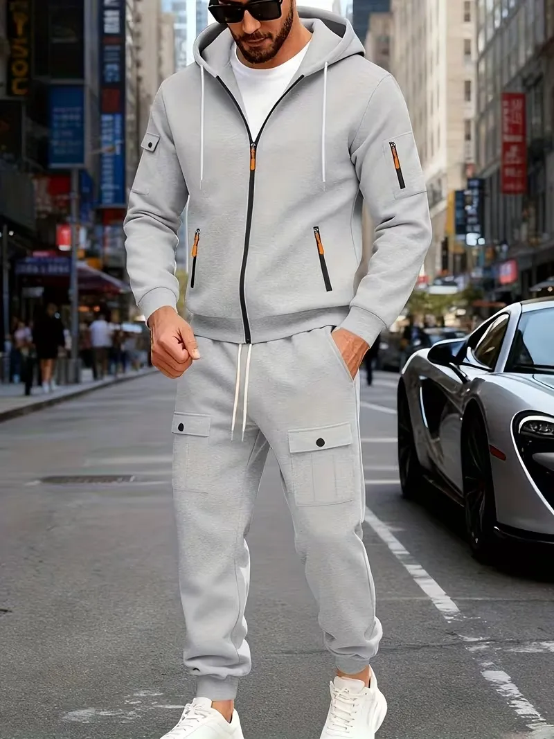 🔥Clearance sale!Men's Winter Fleece-Lined loose Casual Workwear Outfit with Multi-Pocket Jacket & Pants