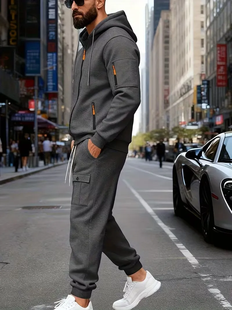 🔥Clearance sale!Men's Winter Fleece-Lined loose Casual Workwear Outfit with Multi-Pocket Jacket & Pants