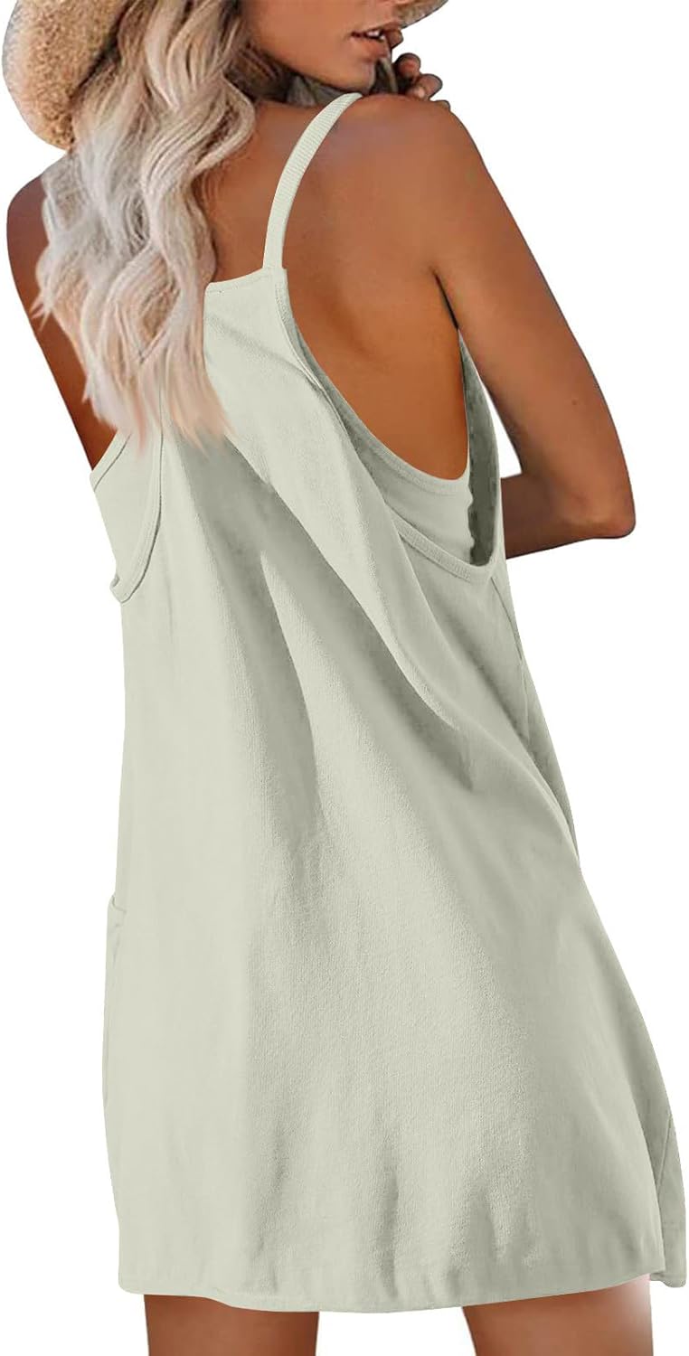 Womens Tennis Dress Athletic Workout Dress with Built in Shorts Adjustable Straps Mini Golf Dresses with Pockets