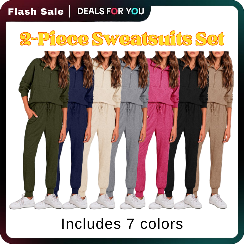 Women's 2-Piece Sweatsuits Set Long Sleeve Half Zip Pullover Sweatshirt