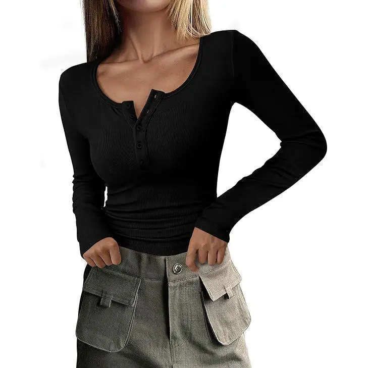 Women's Long Sleeve Henley Shirt