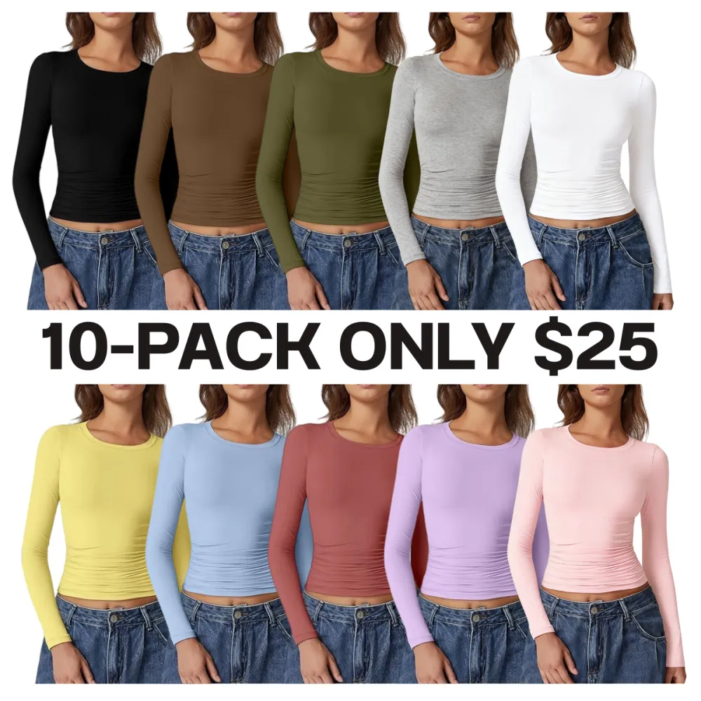 Women's Ruched Long Sleeve Crop Top