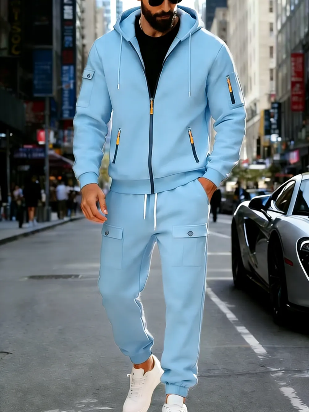 🔥Clearance sale!Men's Winter Fleece-Lined loose Casual Workwear Outfit with Multi-Pocket Jacket & Pants