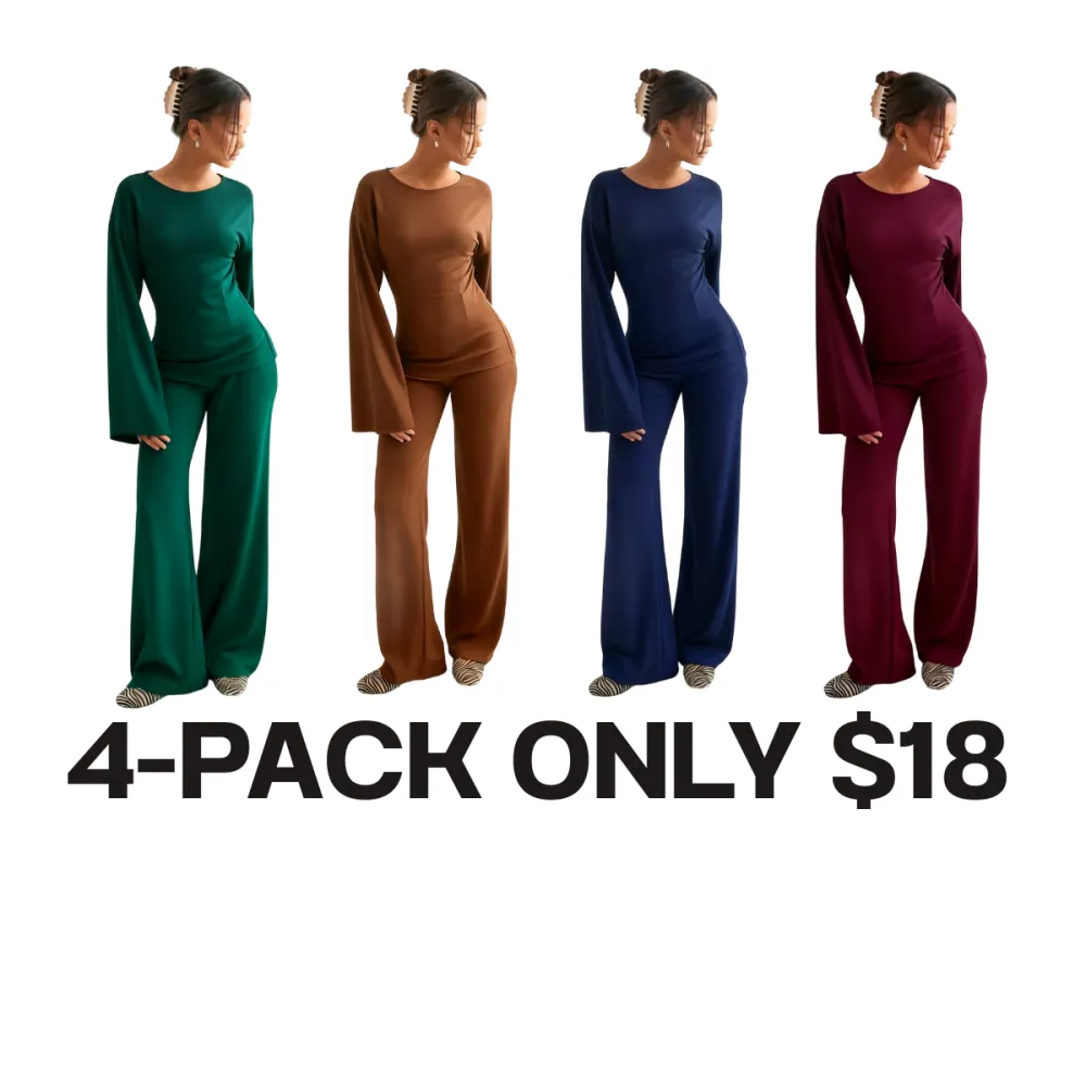 🔥 Best Price Today Only🔥Women's Long Flare Sleeve & Wide-Leg Pants Set– Grab Yours Now! ⏰💖