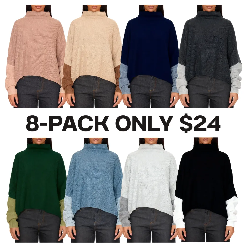 Women's Oversized Color Block Knit Sweater