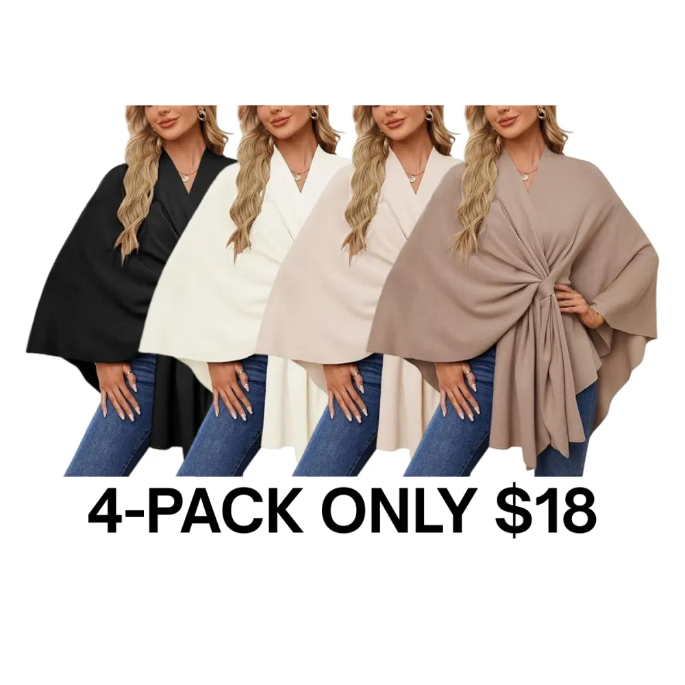 Women's Elegant Wraps Soft Open Front Poncho Sweater