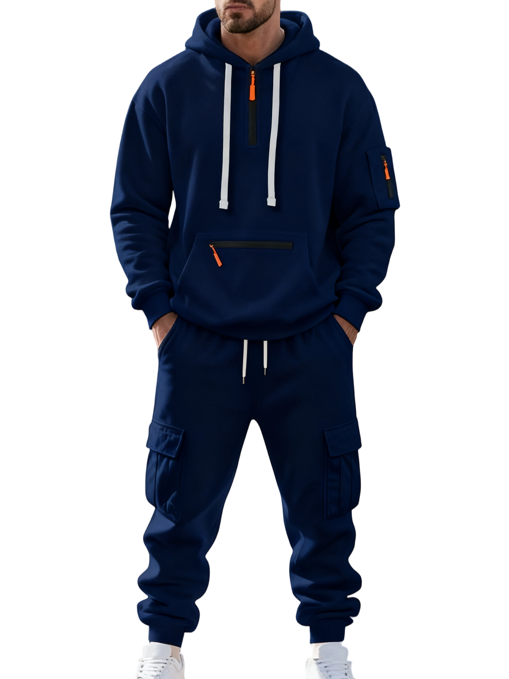 Clearance sale!Men’s Winter Fleece-Lined Set – Warm Casual Workwear Outfit with Multi-Pocket Jacket & Pants