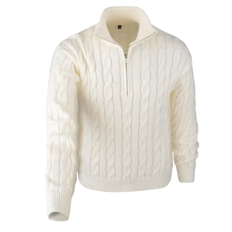 Men's Solid Color Quarter Zip Knit Sweater