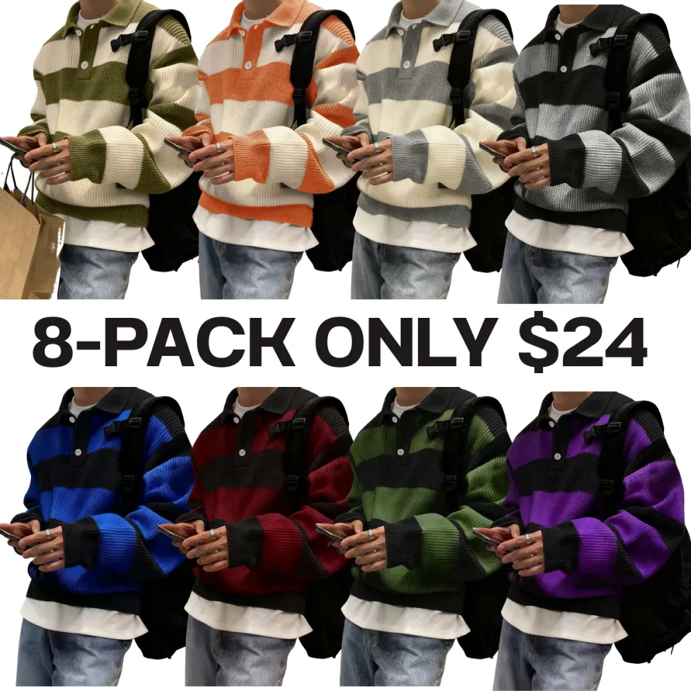 Men's Patchwork Print Half Button Sweater