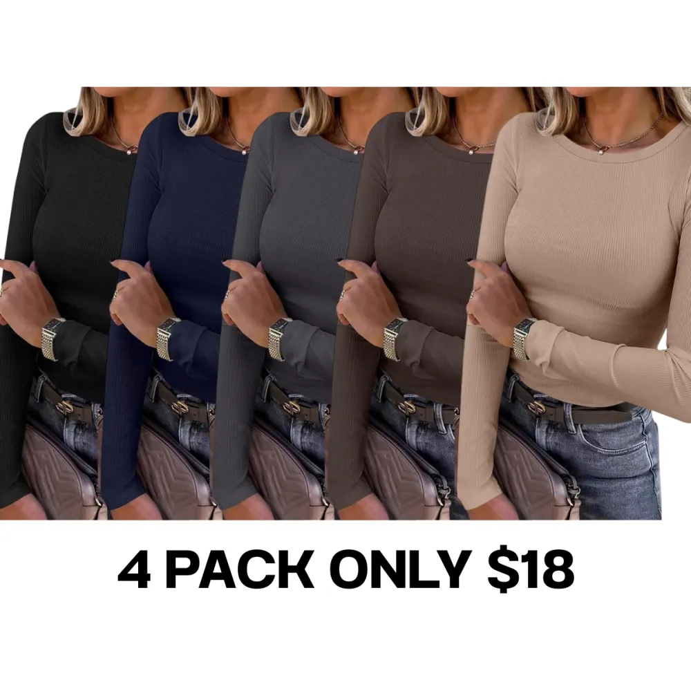 🔥Last Day 95% OFF🔥Women’s Knit Slim Fit Shirts Basic Tee Tops