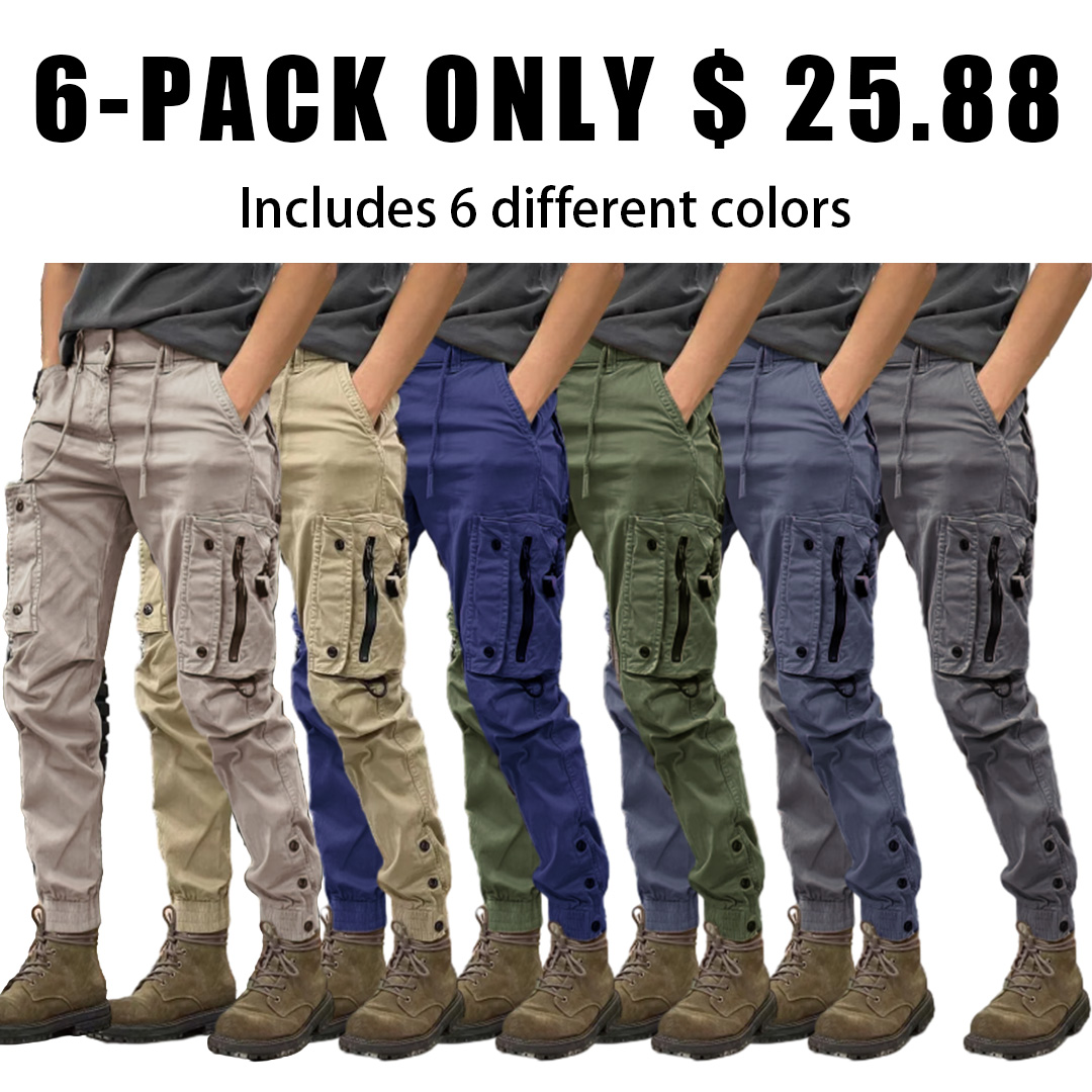Men's Baggy Skinny Cargo Pants With Multiple Pockets Men's Casual Cargo Pants Elastic Waist Drawstring Joggers Pants Tapered Sweatpants for Men Multi Pockets