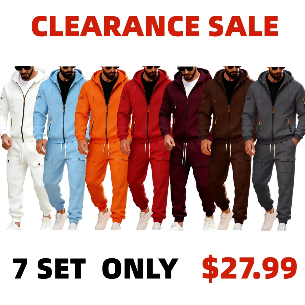 🔥Clearance sale!Men's Winter Fleece-Lined loose Casual Workwear Outfit with Multi-Pocket Jacket & Pants