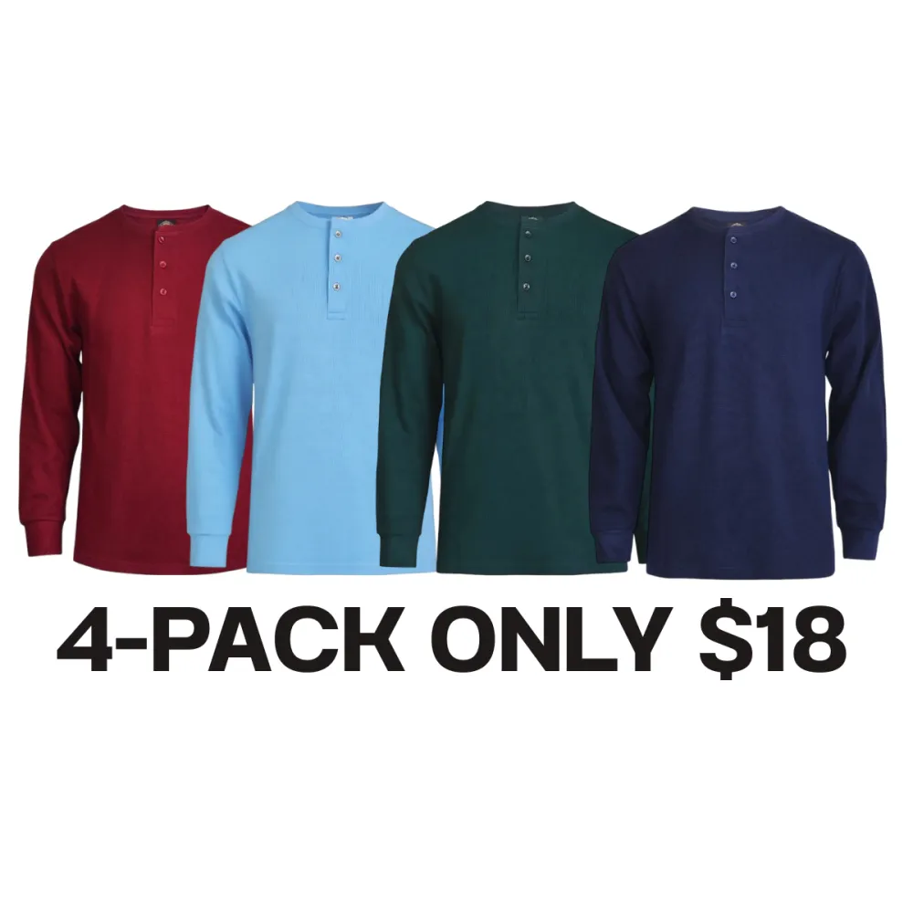 Men's Cotton Knit Henley Long Sleeve Shirt