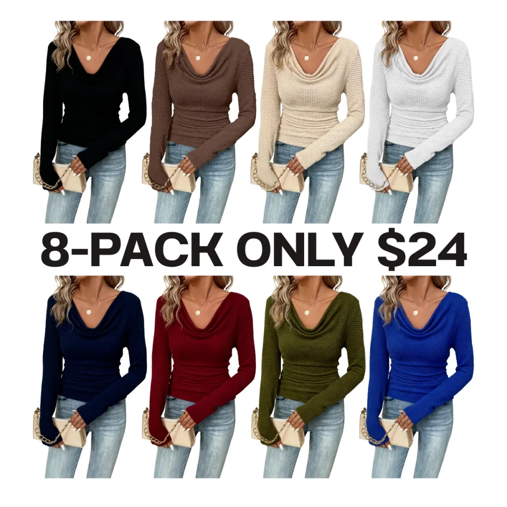 Women's Slim-Fit Long Sleeve T-Shirt, Plain Pattern Casual Top