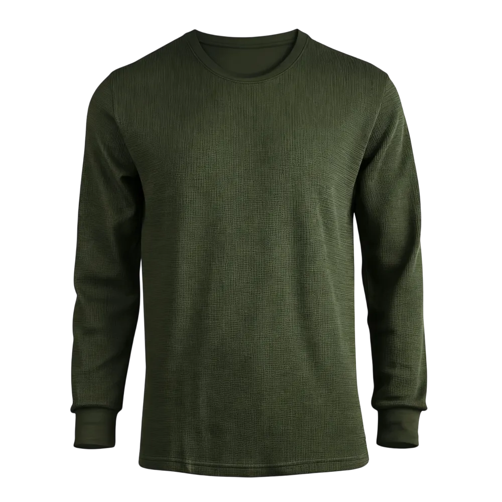 Men's Cotton Waffle-Knit Crew Neck Shirt