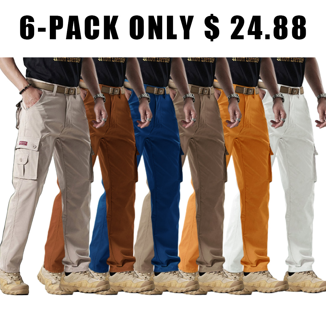 2025 Hot Sale-Men's Solid Color Patched Zipper Fly Cargo Pants