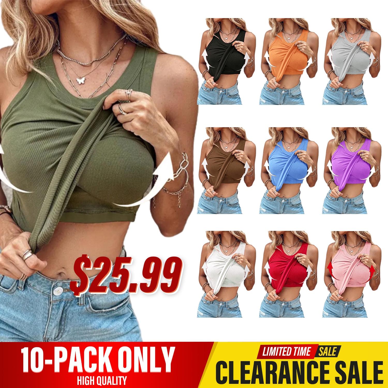 💥Women’s Basic Ribbed Padded Tank Top