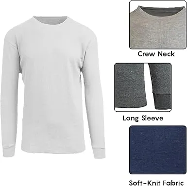 Men's Waffle-Knit Long Sleeve Crew Neck Shirts
