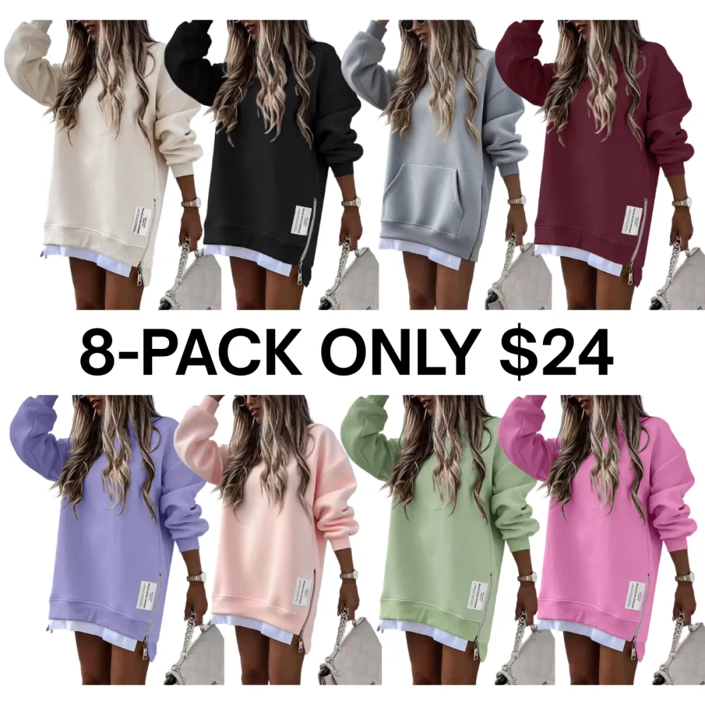 Women’s Zipper Slit Sweatshirt Dress