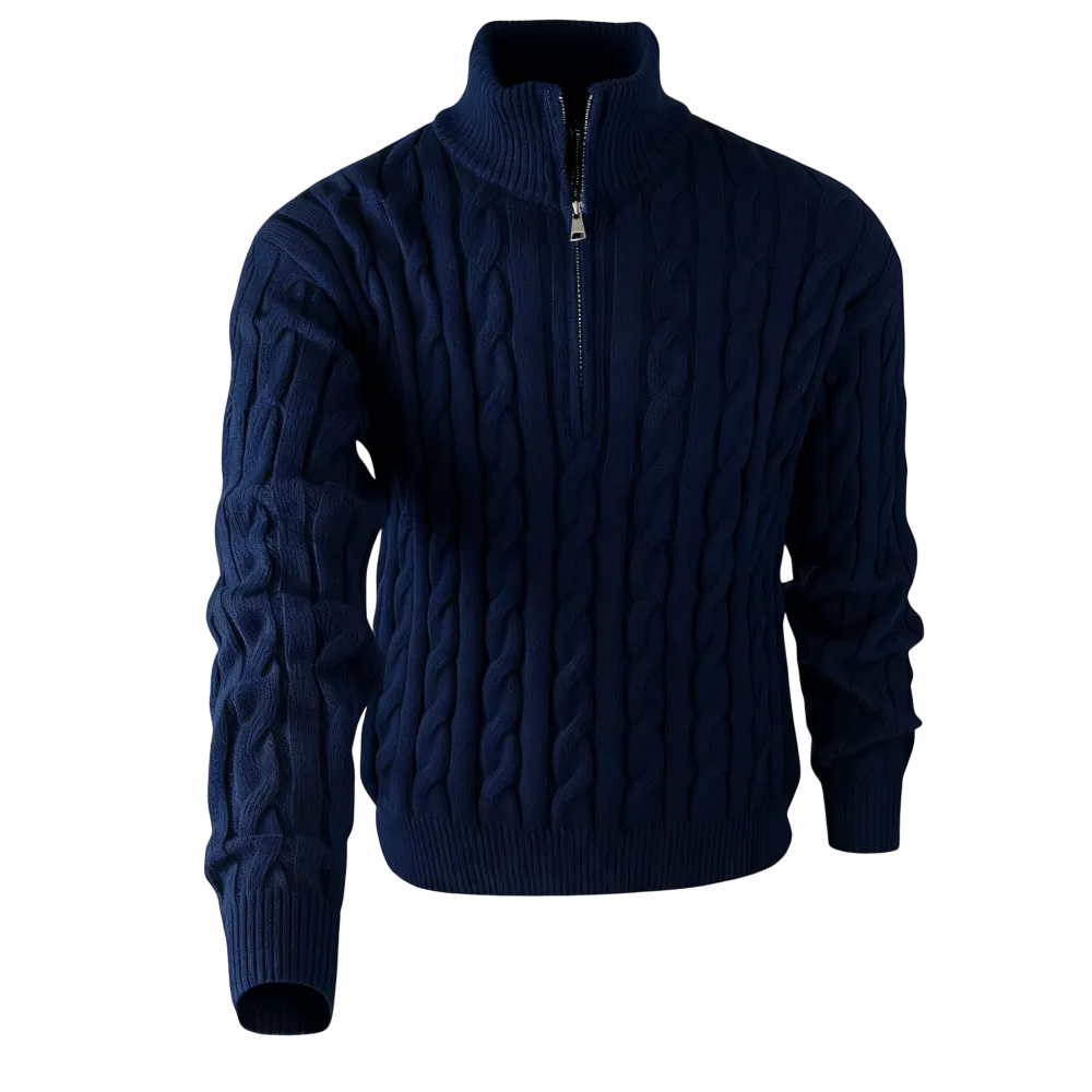 Men's Solid Color Quarter Zip Knit Sweater