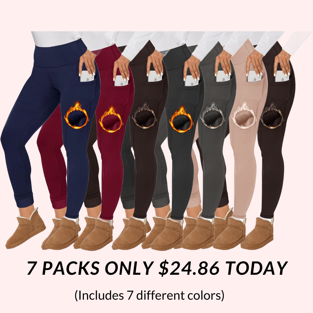 Fleece Lined Leggings Women - Thick Soft High Waisted Black Tummy Control Thermal Warm Velvet Pants for Cold Winter
