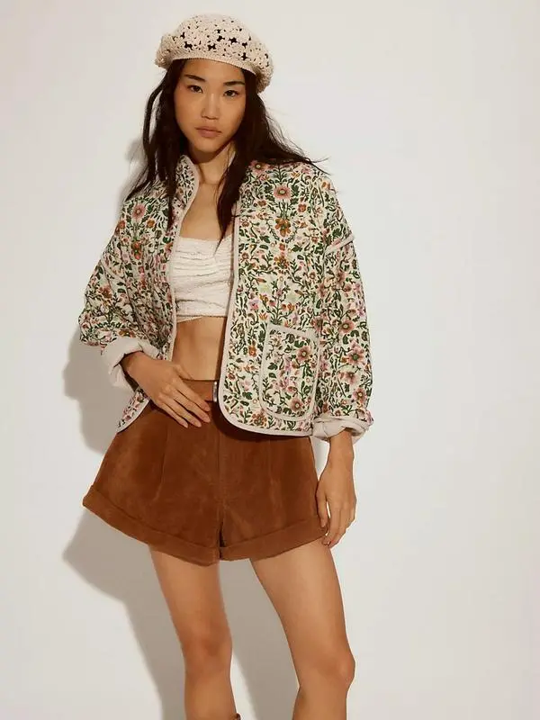 Women's Ditsy Floral Print Drop Shoulder Coat