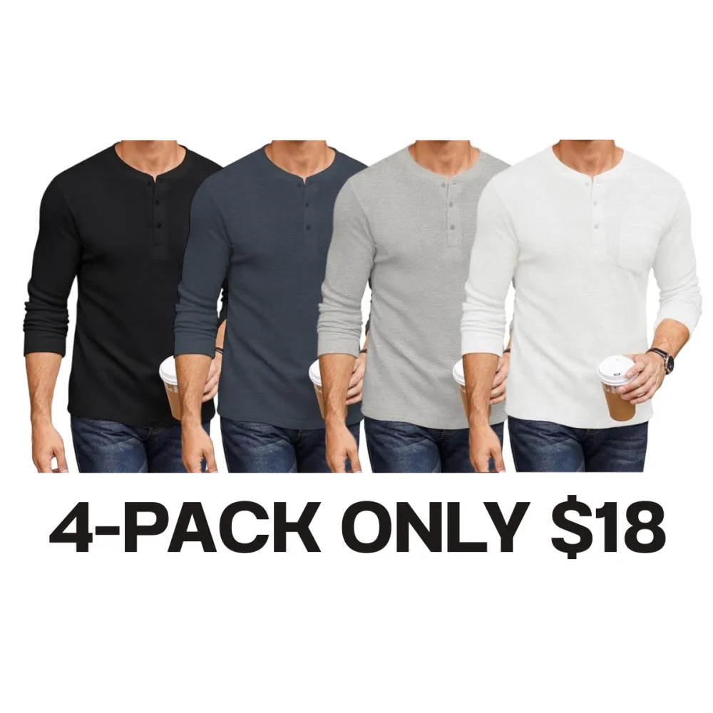 Men's Long Sleeve Waffle Henley Shirt
