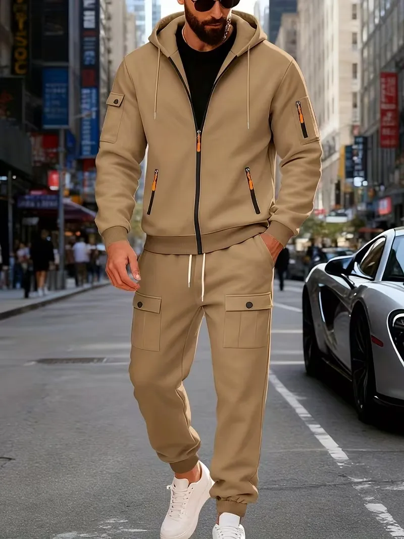 🔥Clearance sale!Men's Winter Fleece-Lined loose Casual Workwear Outfit with Multi-Pocket Jacket & Pants