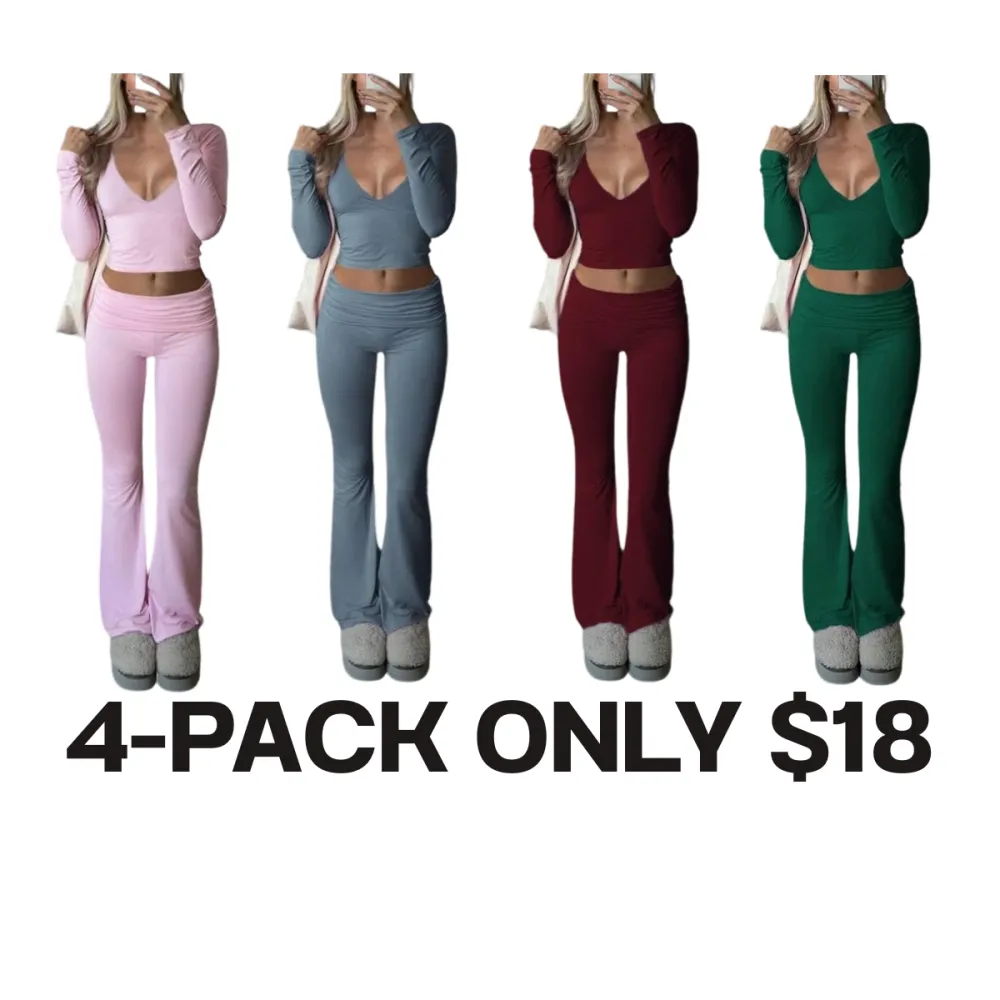 🔥 Best Price Today Only🔥Women's V-Neck Long Sleeve Two-Piece Set – Grab Yours Now! ⏰💖