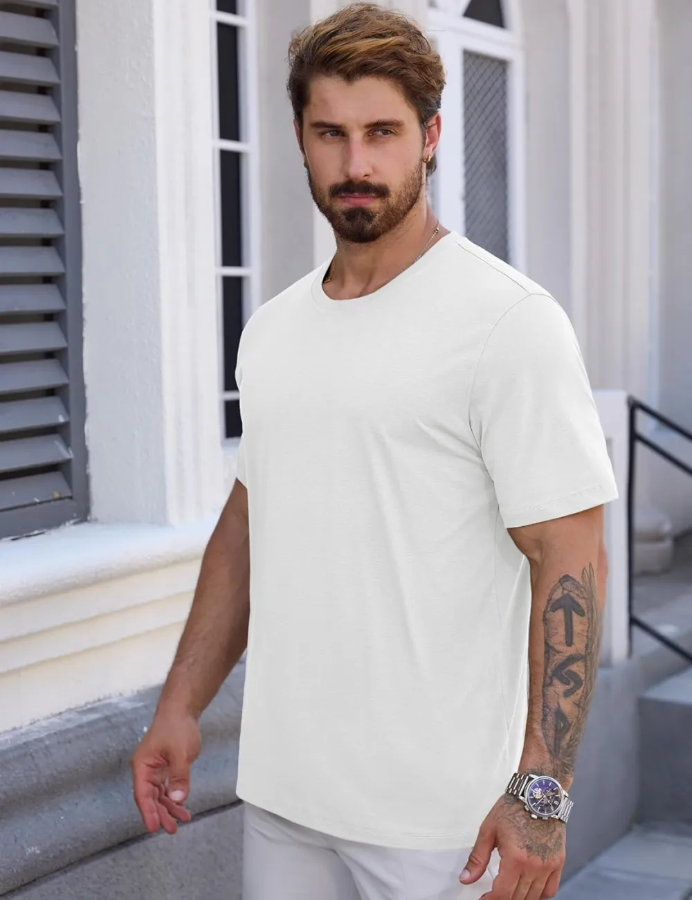 Men's cotton short-sleeved shirt