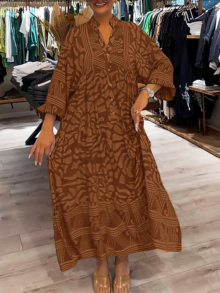 Amira - Women's V-neck Printed Loose Dress