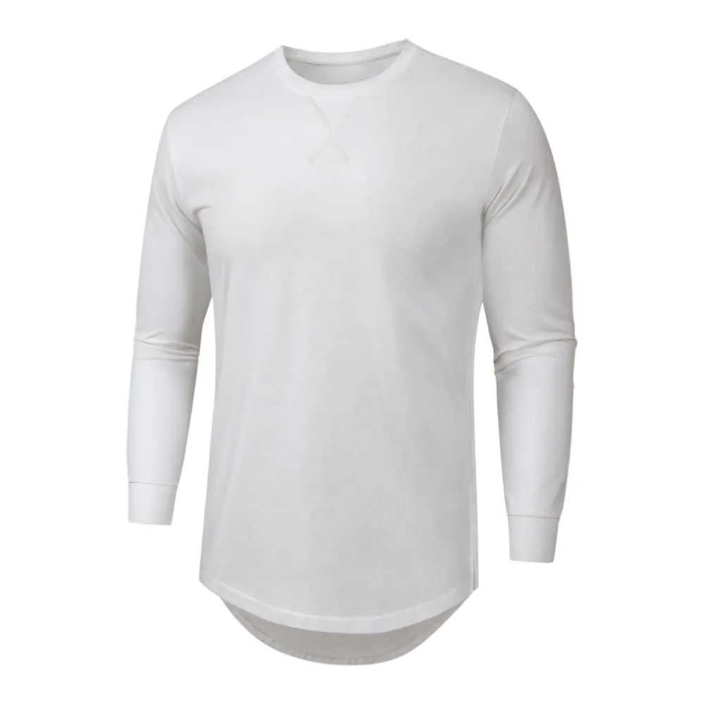Mens Cotton Short-Sleeve Longline Drop Cut Tee