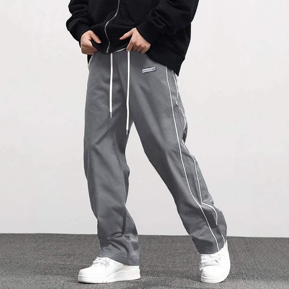 Solid Color Trousers with Drawstring for Men Suitable for Various Occasions