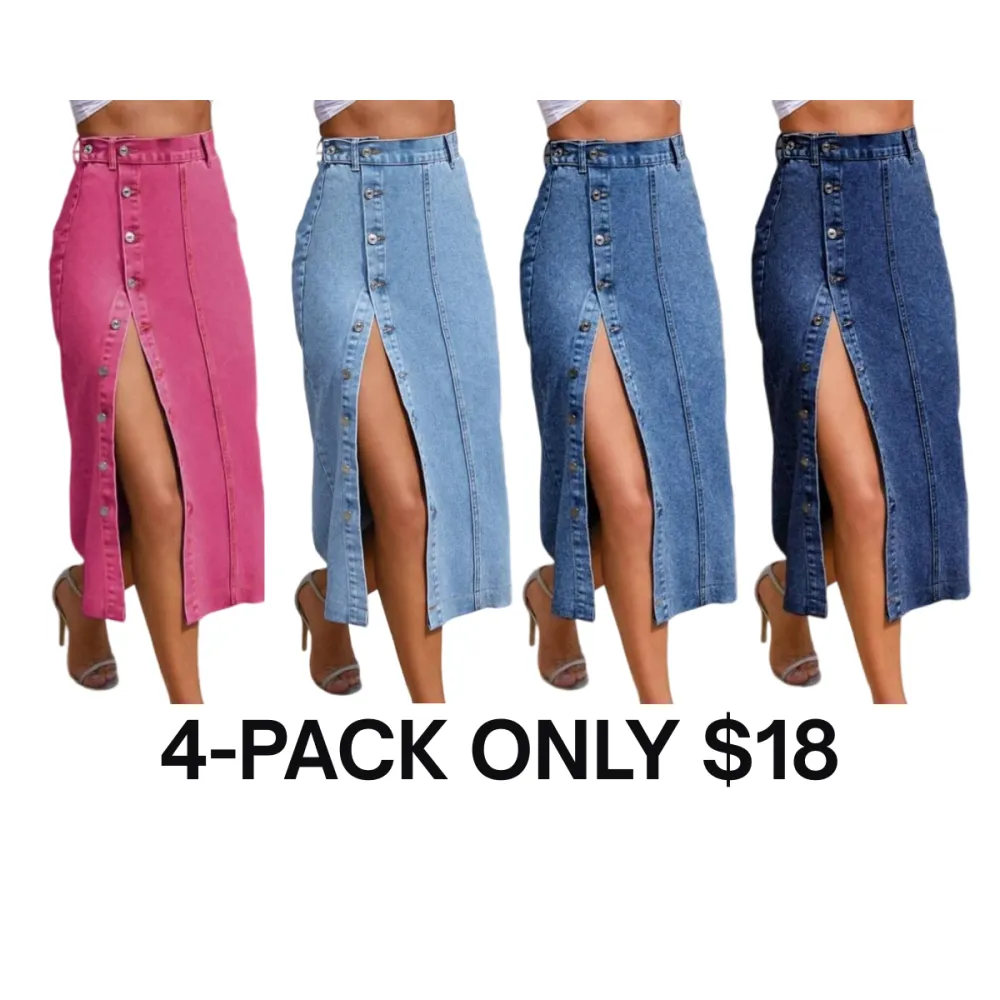 Women's Button-Front Denim Skirt