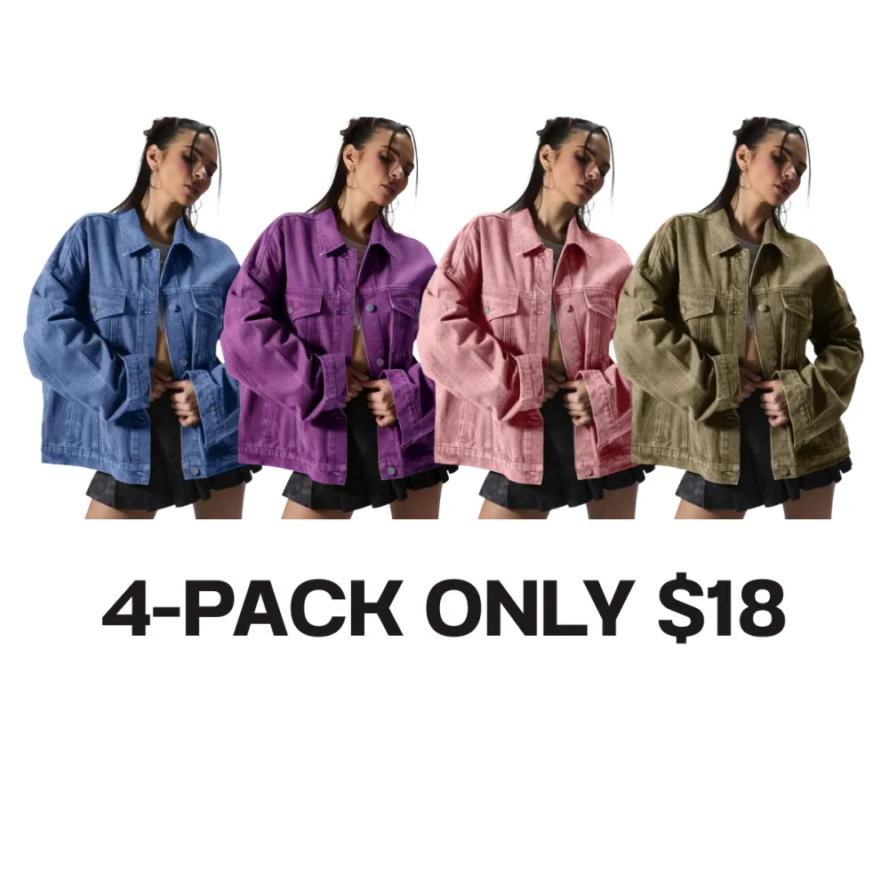 Women's Plain Button Front Drop Shoulder Denim Coat