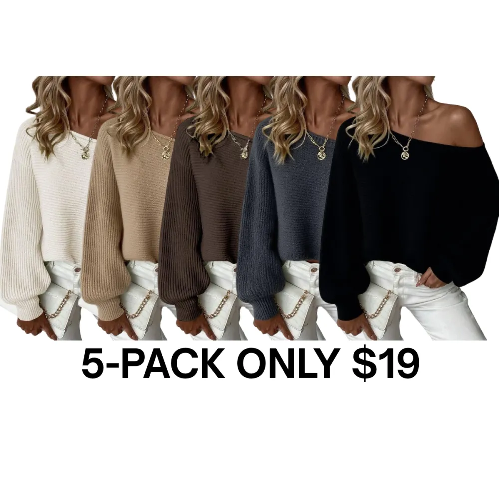 Women's Off-Shoulder Boat Neck Pullover Sweater