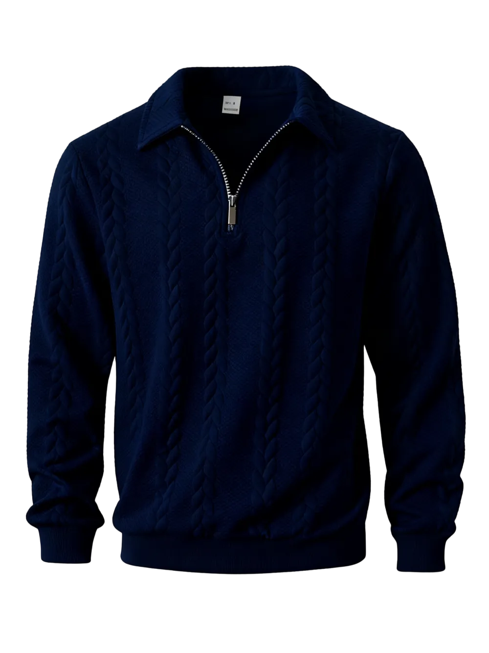 Men's Cable-Knit Polo Collar Half-Zip Sweater