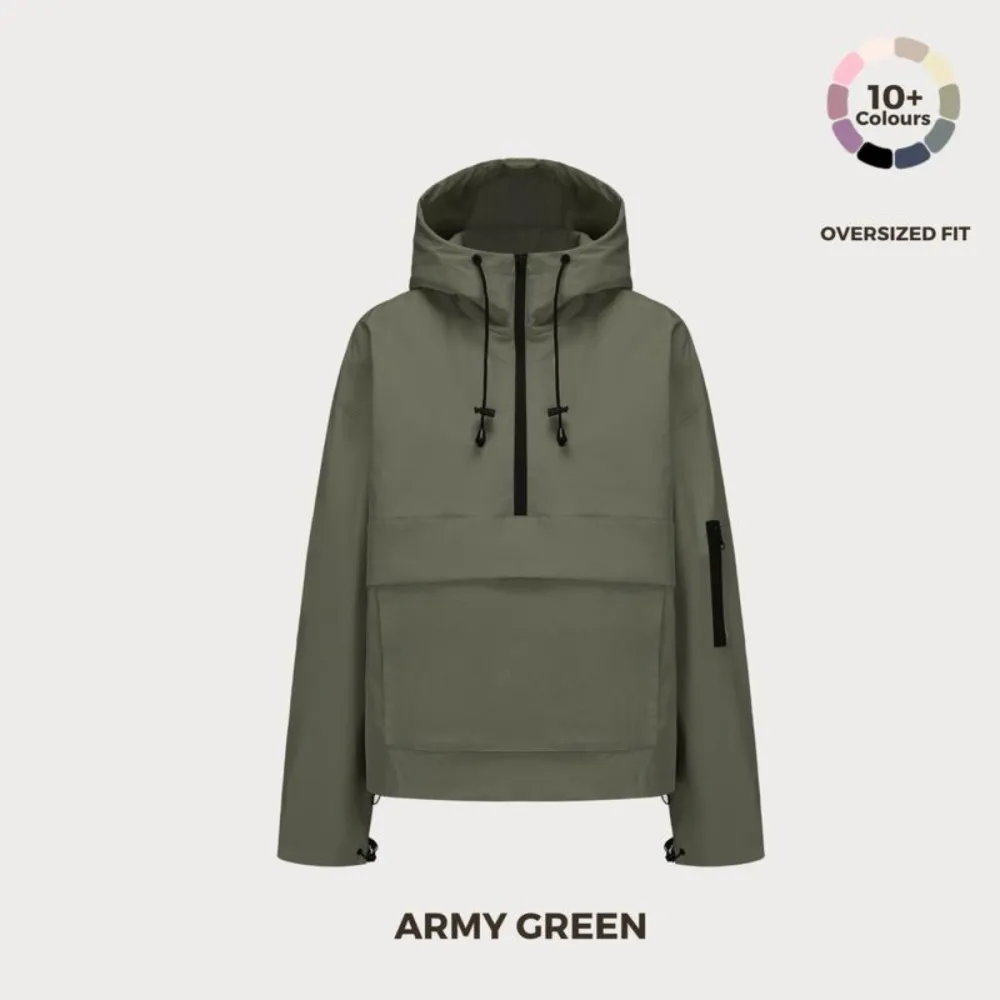 Women's Waterproof Fall Half-Zip Oversized Hoodie Jacket