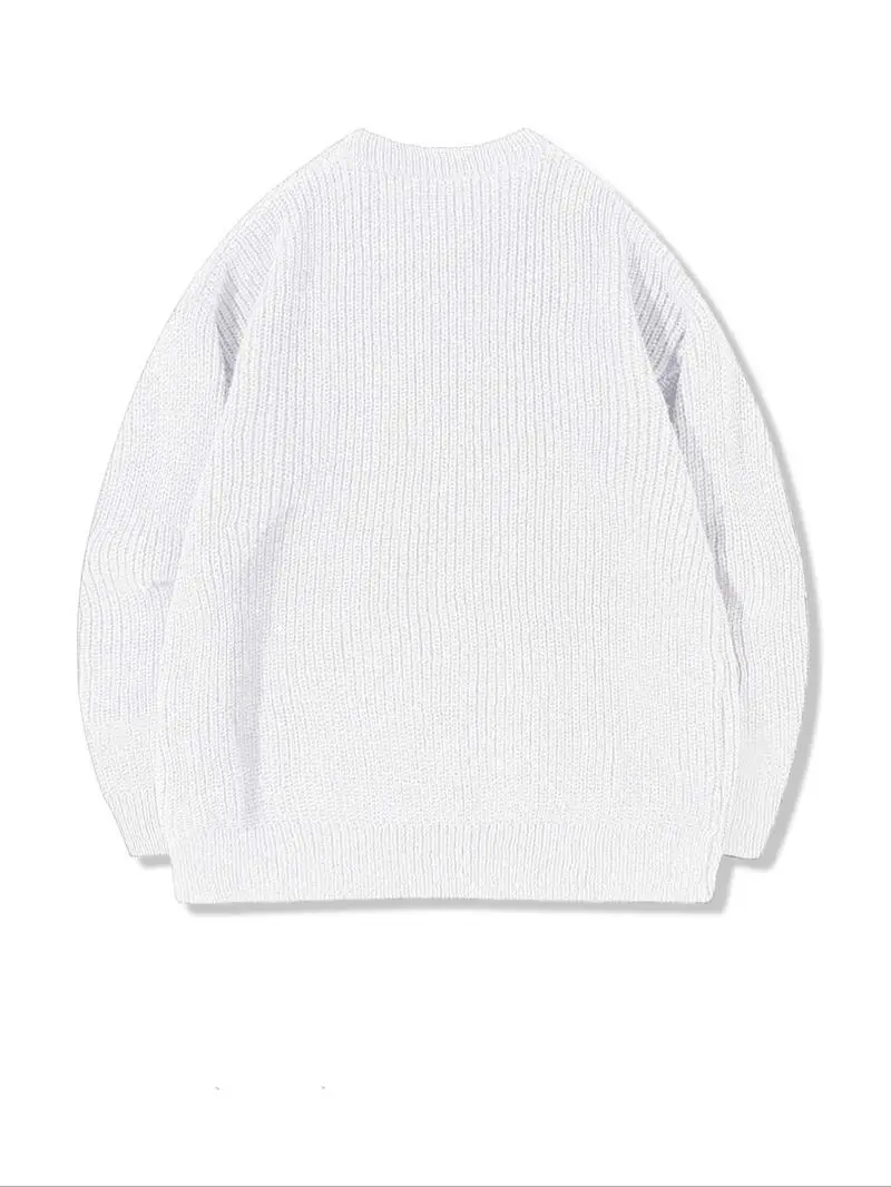 Men's Solid Drop Shoulder Cable Knit Sweater
