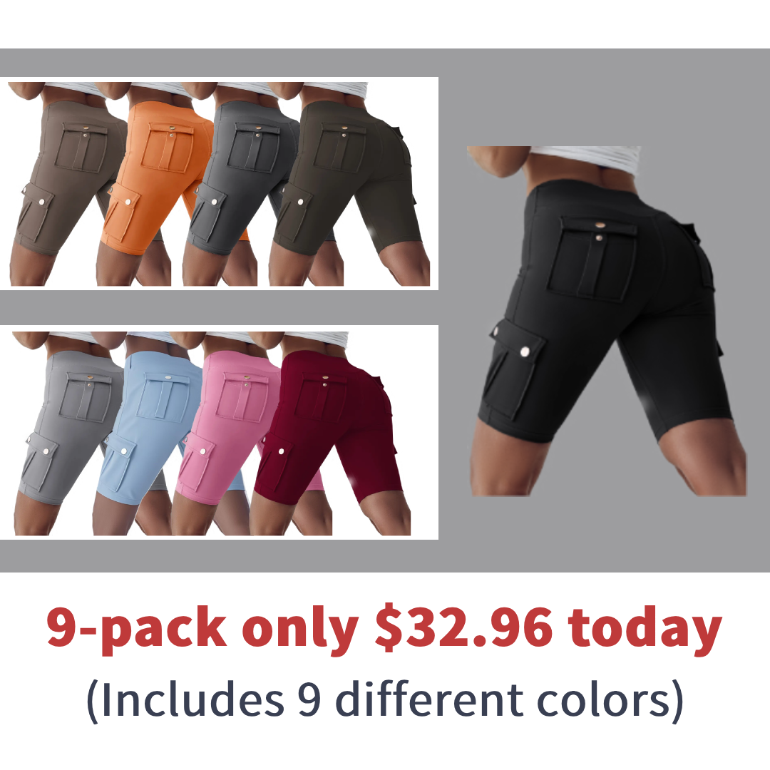 🔥High Waist Butt-Lift Biker Shorts with Pocket Flap 🔥
