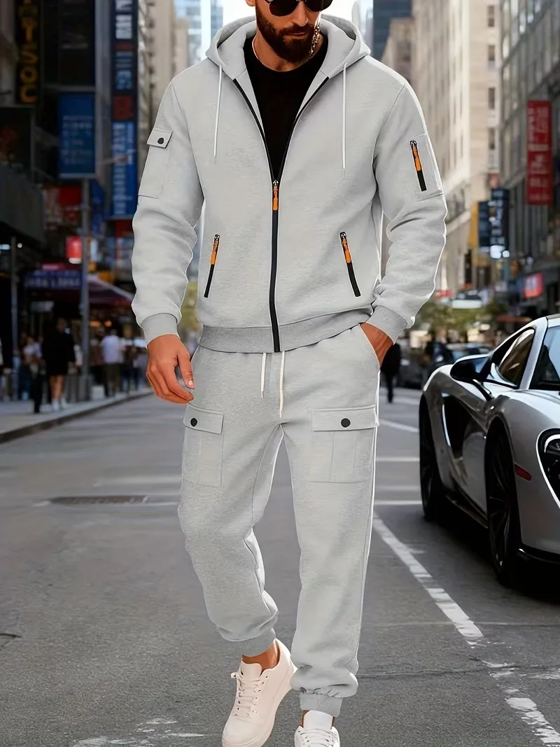 🔥Clearance sale!Men's Winter Fleece-Lined loose Casual Workwear Outfit with Multi-Pocket Jacket & Pants