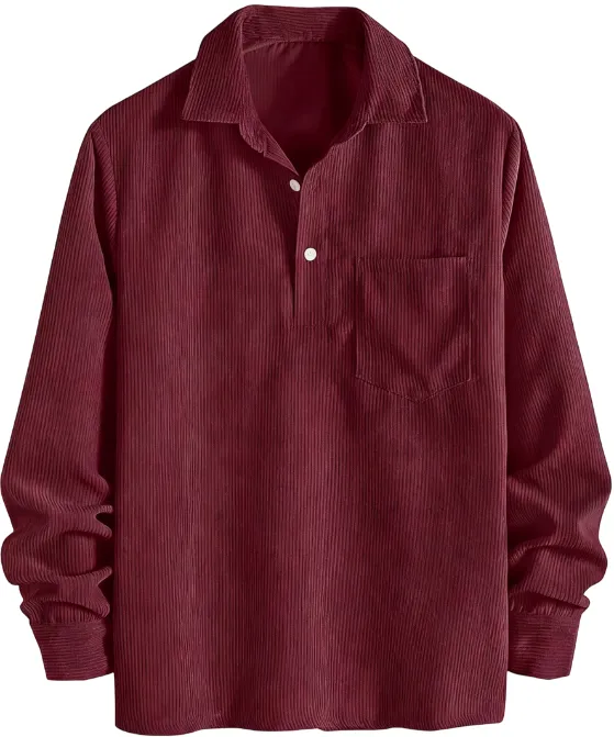 🔥 Best Price Today Only🔥Men's Plain Pocket Half Button Corduroy Shirt – Grab Yours Now! ⏰